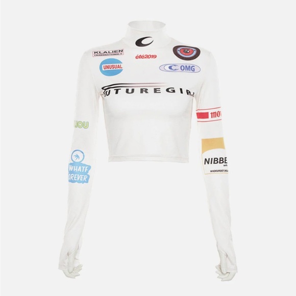 Cropped white long sleeve mock neck - Picture 2 of 3